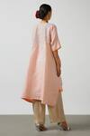 Shop Latha Puttanna Peach Raw Silk Embroidered Mirror Round Asymmetric Kurta And Pant Set at Aza Fashions Shop_Latha Puttanna_Peach Raw Silk Embroidered Mirror Round Asymmetric Kurta And Pant Set _at_Aza_Fashions