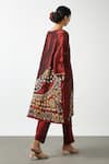Shop_LATHA PUTTANNA_Maroon Two Tone Silk Embroidered Applique Kalamkari Kurta And Pant Set  _at_Aza_Fashions