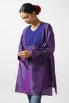 Buy Latha Puttanna Purple Two Tone Silk Hand Embroidered Thread And Bead Work Yoke Phiran Tunic Online at Aza Fashions Buy_Latha Puttanna_Purple Two Tone Silk Hand Embroidered Thread And Bead Work Yoke Phiran Tunic _Online_at_Aza_Fashions