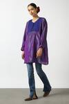Latha Puttanna Purple Two Tone Silk Hand Embroidered Thread And Bead Work Yoke Phiran Tunic Online at Aza Fashions Latha Puttanna_Purple Two Tone Silk Hand Embroidered Thread And Bead Work Yoke Phiran Tunic _Online_at_Aza_Fashions