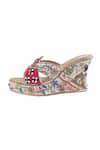 Fuchsia_Multi Color Embroidery Floral Kiss Wedges _at_Aza_Fashions