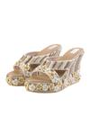 Buy_Fuchsia_White Embroidery, Beads Sunshine Wedges _at_Aza_Fashions
