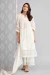 Buy_Bunka_White Voile Embellished Crochet Lace Ezra Textured Pattern Tunic  _at_Aza_Fashions