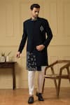 Buy_Hilo Design_Blue Italian Ethnic Fabric Cielo Embellished Jacket Sherwani With Trouser _at_Aza_Fashions