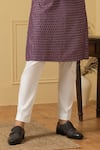 Hilo Design_Purple Georgette, Cotton Embroidery Honeycomb Pattern Kurta With Pant _Online_at_Aza_Fashions