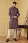 Buy_Hilo Design_Purple Georgette, Cotton Embroidery Honeycomb Pattern Kurta With Pant _Online_at_Aza_Fashions