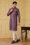 Buy_Hilo Design_Purple Georgette, Cotton Embroidery Honeycomb Pattern Kurta With Pant 