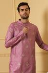 Hilo Design_Pink Dupion Silk Hand Embroidered Zari Work Encanto Kurta _Online_at_Aza_Fashions