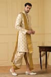 Hilo Design_Gold Dupion Silk Hand Embroidered Zardozi Work Esplendor Sherwani _at_Aza_Fashions