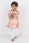 Shop_Mr Brat_Peach Muslin Digital Printed Floral Kurta And Pant Set _at_Aza_Fashions