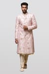 Shop_Asuka_Pink Raw Silk Embroidery Zari Sherwani Set _at_Aza_Fashions