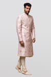 Asuka_Pink Raw Silk Embroidery Zari Sherwani Set _Online_at_Aza_Fashions