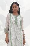 Buy_Mulmul_Green Pure Mulmul Terra Floral Embroidered Kurta Pant Set_Online_at_Aza_Fashions