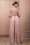 Tarun Tahiliani_Pink Tulle Embroidery Sequins Sweetheart Neck Floral Bodice Jumpsuit _Online_at_Aza_Fashions