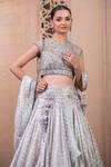 Buy Tarun Tahiliani Silver Tulle, Silk Organza Draped Trellis Jaal Pattern Bridal Lehenga Set Online at Aza Fashions Buy_Tarun Tahiliani_Silver Tulle, Silk Organza Draped Trellis Jaal Pattern Bridal Lehenga Set_Online_at_Aza_Fashions