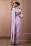 Tarun Tahiliani_Purple Blouse Foil Jersey Embroidery Concept Dhoti Pant Saree With _Online_at_Aza_Fashions
