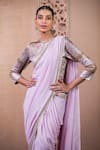 Shop_Tarun Tahiliani_Purple Blouse Foil Jersey Embroidery Concept Dhoti Pant Saree With _at_Aza_Fashions