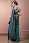Shop Tarun Tahiliani Green Georgette Crystals Round Neck Asymmetric Layered Concept Saree With Blouse at Aza Fashions Shop_Tarun Tahiliani_Green Georgette Crystals Round Neck Asymmetric Layered Concept Saree With Blouse_at_Aza_Fashions