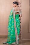 Shop Tarun Tahiliani Green Organza, Brocade Abstract Print Saree With Unstitched Blouse Fabric at Aza Fashions Shop_Tarun Tahiliani_Green Organza, Brocade Abstract Print Saree With Unstitched Blouse Fabric_at_Aza_Fashions