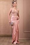 Tarun Tahiliani Pink Crepe Crystals, Embroidery Sweetheart Neck Hand Corset With Skirt Online at Aza Fashions Tarun Tahiliani_Pink Crepe Crystals, Embroidery Sweetheart Neck Hand Corset With Skirt_Online_at_Aza_Fashions