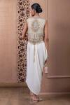 Shop_Tarun Tahiliani_Ivory Belt And Dress Georgette Embroidery Sequin Dress Sleeveless With Gilet _at_Aza_Fashions