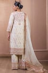 Tarun Tahiliani_Ivory Kurta And Trouser: Chanderi Printed Floral Notched Set For Women_Online_at_Aza_Fashions