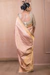 Tarun Tahiliani_Pink Brocade Woven Floral Saree With Unstitched Blouse _Online_at_Aza_Fashions