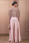 Shop_Tarun Tahiliani_Pink Banana Crepe Embroidery Dori Jumpsuit Round Waistband With Cutwork Cape _at_Aza_Fashions