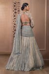 Tarun Tahiliani_Blue Blouse  Tulle Embroidered Crystal Metallic Crinkle Lehenga Saree With _Online_at_Aza_Fashions