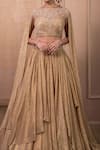 Shop_Tarun Tahiliani_Gold Crinkle Tulle Embroidered Crystal Straight Metallic Skirt With Blouse _at_Aza_Fashions