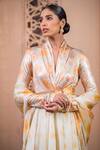 Shop_Tarun Tahiliani_Orange Anarkali Satin Organza And Foil Jersey Hand Painted & Set _at_Aza_Fashions