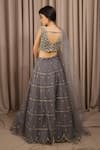 Shop_Shloka Sudhakar_Grey Organza Embroidery Gota V Neck Scallop Hem Lehenga And Blouse Set _at_Aza_Fashions