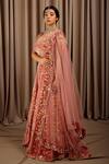 Buy_Shloka Sudhakar_Pink Suede And Net Embroidery Floral U Neck Flower Bouquet Lehenga Set _Online_at_Aza_Fashions