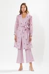 Buy_Meadow_Purple Silk, Cotton Embroidery Collared, Round Neck Floral Coat Dress With Slip _at_Aza_Fashions