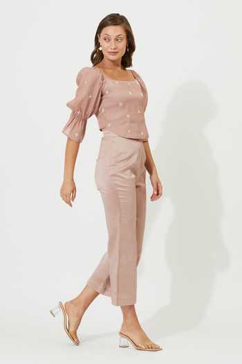 Shop_Meadow_Purple Silk, Cotton, Organza Embroidery Round Neck Luna Corset Top _at_Aza_Fashions