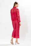 Shop Meadow Fuchsia Silk Organza, Cotton Embroidery Collared, La Vie Jacket With Inner Top at Aza Fashions Shop_Meadow_Fuchsia Silk Organza, Cotton Embroidery Collared, La Vie Jacket With Inner Top _at_Aza_Fashions
