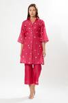 Buy_Meadow_Fuchsia Silk, Cotton, Organza Embroidery Square Neck La Vie Kurta Set _at_Aza_Fashions