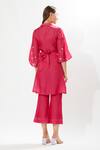 Shop_Meadow_Fuchsia Silk, Cotton, Organza Embroidery Square Neck La Vie Kurta Set _at_Aza_Fashions