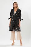 Buy_Meadow_Black , Cotton, Organza Embroidery Moonflower Coat Dress With Slip _at_Aza_Fashions