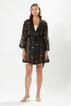 Buy_Meadow_Black Silk, Cotton, Organza Embroidery Moonray Flower Coat Dress With Slip _at_Aza_Fashions