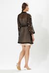 Shop_Meadow_Black Silk, Cotton, Organza Embroidery Moonray Flower Coat Dress With Slip _at_Aza_Fashions