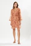 Buy Meadow Coral Silk Organza Embroidery Collared Gaia Coat With Inner Dress at Aza Fashions Buy_Meadow_Coral Silk Organza Embroidery Collared Gaia Coat With Inner Dress _at_Aza_Fashions