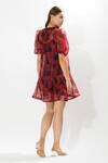 Shop_Meadow_Black Silk Organza, Cotton Embroidery Round Neck Rosa Cloud Printed Dress _at_Aza_Fashions