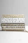 Buy_House of Bio_White Embellished Marie Gold Crystal Clutch _at_Aza_Fashions