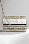 Shop_House of Bio_White Embellished Marie Gold Crystal Clutch _at_Aza_Fashions