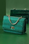 Buy_House of Bio_Emerald Green Embellished Grace Stone Clutch _at_Aza_Fashions