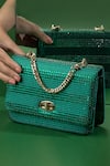 Shop_House of Bio_Emerald Green Embellished Grace Stone Clutch _Online_at_Aza_Fashions