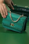 House of Bio_Emerald Green Embellished Grace Stone Clutch _at_Aza_Fashions