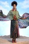 Buy_Capisvirleo_Green Cotton Silk Tie Dye Round Shikoba Cape And Skirt Set  _Online_at_Aza_Fashions