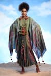 Buy_Capisvirleo_Green Cotton Silk Tie Dye Round Shikoba Cape And Skirt Set  _at_Aza_Fashions
